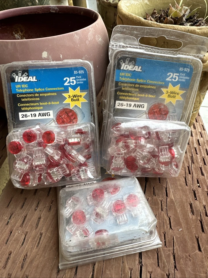 Ideal 85-925 IDC 3-Wire UR Red Butt Splice Jellybean Connectors - 2 x 25/Pack - Image 2 of 2