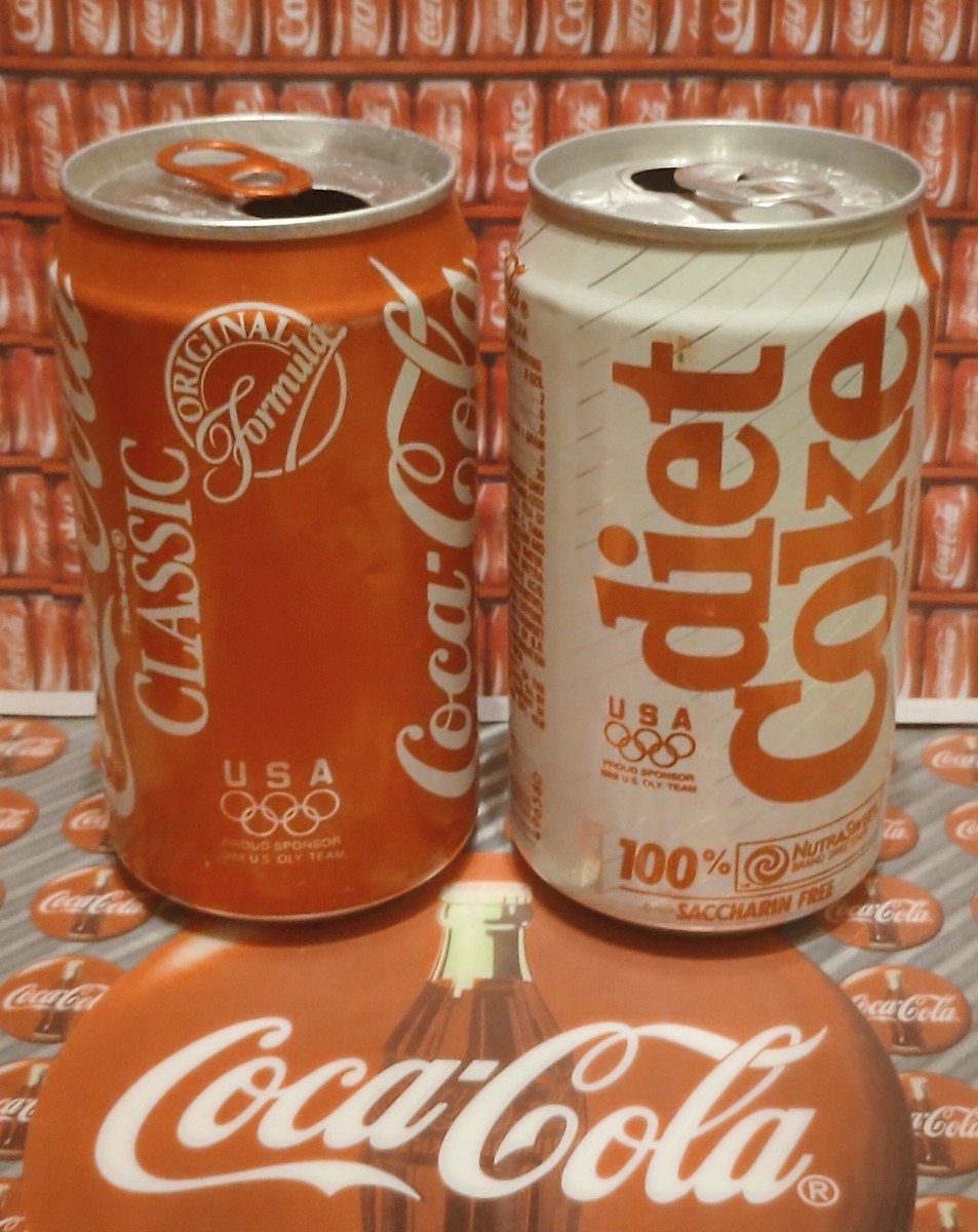 1980's Vintage COCA COLA & D. Coke Olympics 12oz ALUMINUM CANS