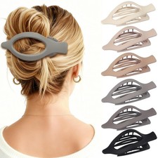 Flat Hair Clip 6 pcs Claw Clips Hair Accessories for Women -Brown Grey