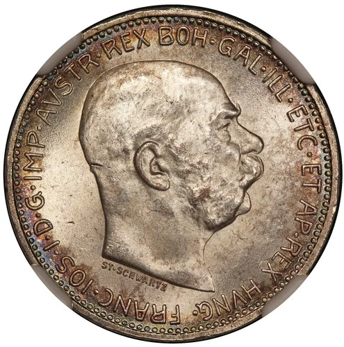 1915 Austria 1 One Corona Silver Coin - NGC MS 65 - KM #2820