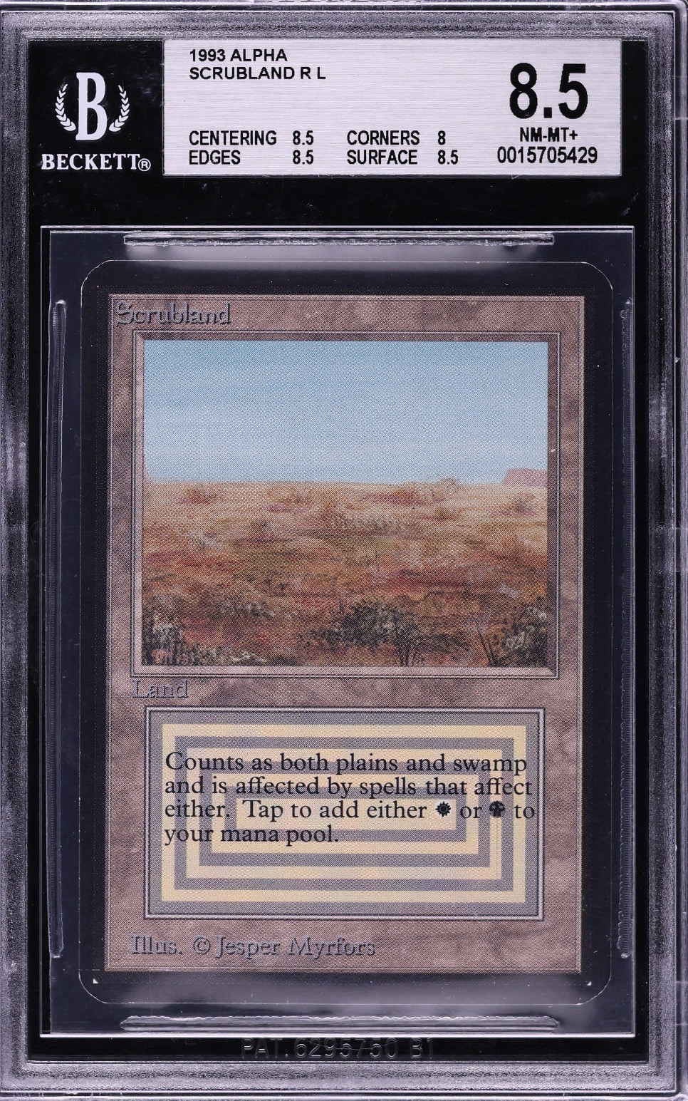 1993 MTG LEA Limited Edition Alpha BGS 8.5 NM/MINT+ Scrubland (8.5/8/8.5/8.5)