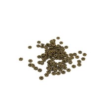 100 Spacer Beads 4mm Antique Bronze Tone 2 Sided Flower - BC052