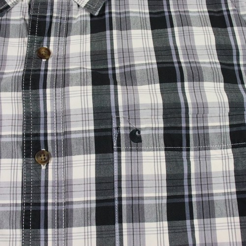 CARHARTT Relaxed Fit Button Up Shirt Mens Size Large Gray Plaid Short Sleeve - Bild 4 von 9