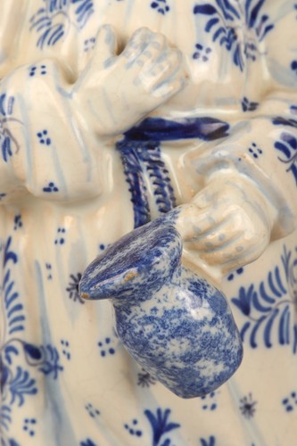Large Faience Blue and White Standing Man Toby Jug - Picture 3 of 12