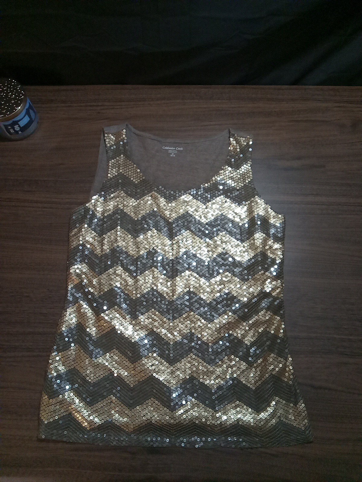 Coldwater Creek Women's Medium Sequin Party Tank Top Sleeveless Front Details