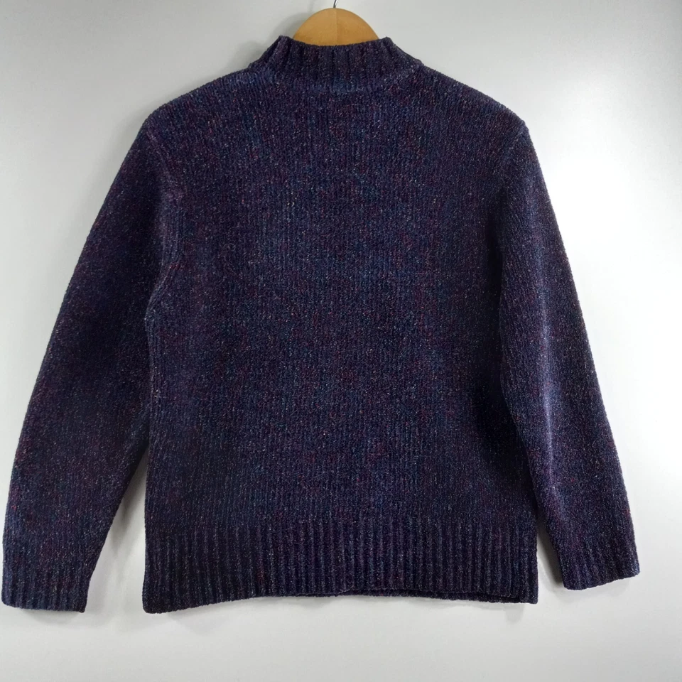 Suéter Pullover Rafaella Vintage Para Mujer Medio Púrpura Multi Abstracto Cuello Simulado Foto 2 de 4