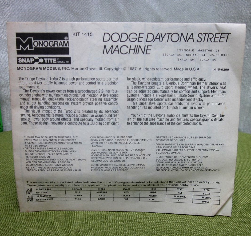 DODGE DAYTONA STREET MACHINE Turbo Z kit instructions