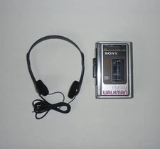 Vintage Sony Walkman WM-F42 Cassette Player Radio with Headphones MDR-005E 1980s