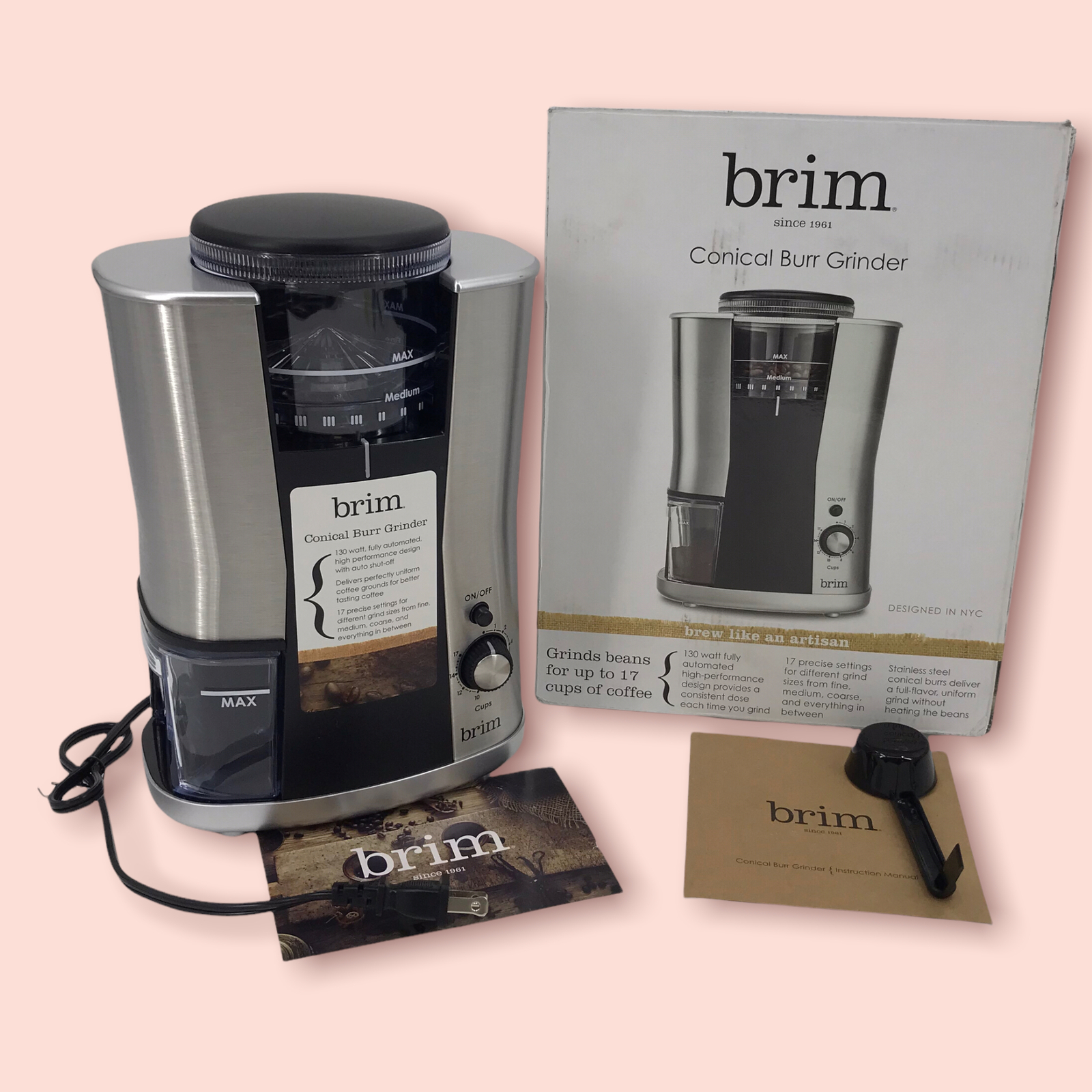 Brim Conical Burr Coffee Grinder Auto Shut Off NO0121 eBay