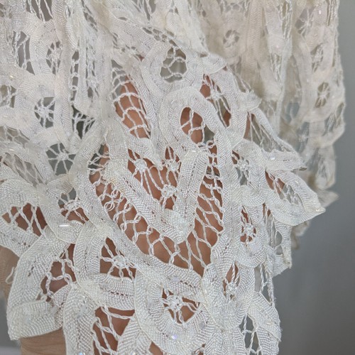 Vintage Midi Dress Wedding Gown Cream S/M Fairy Y2K Embroidered Lace Ribbon Boho - Picture 7 of 16