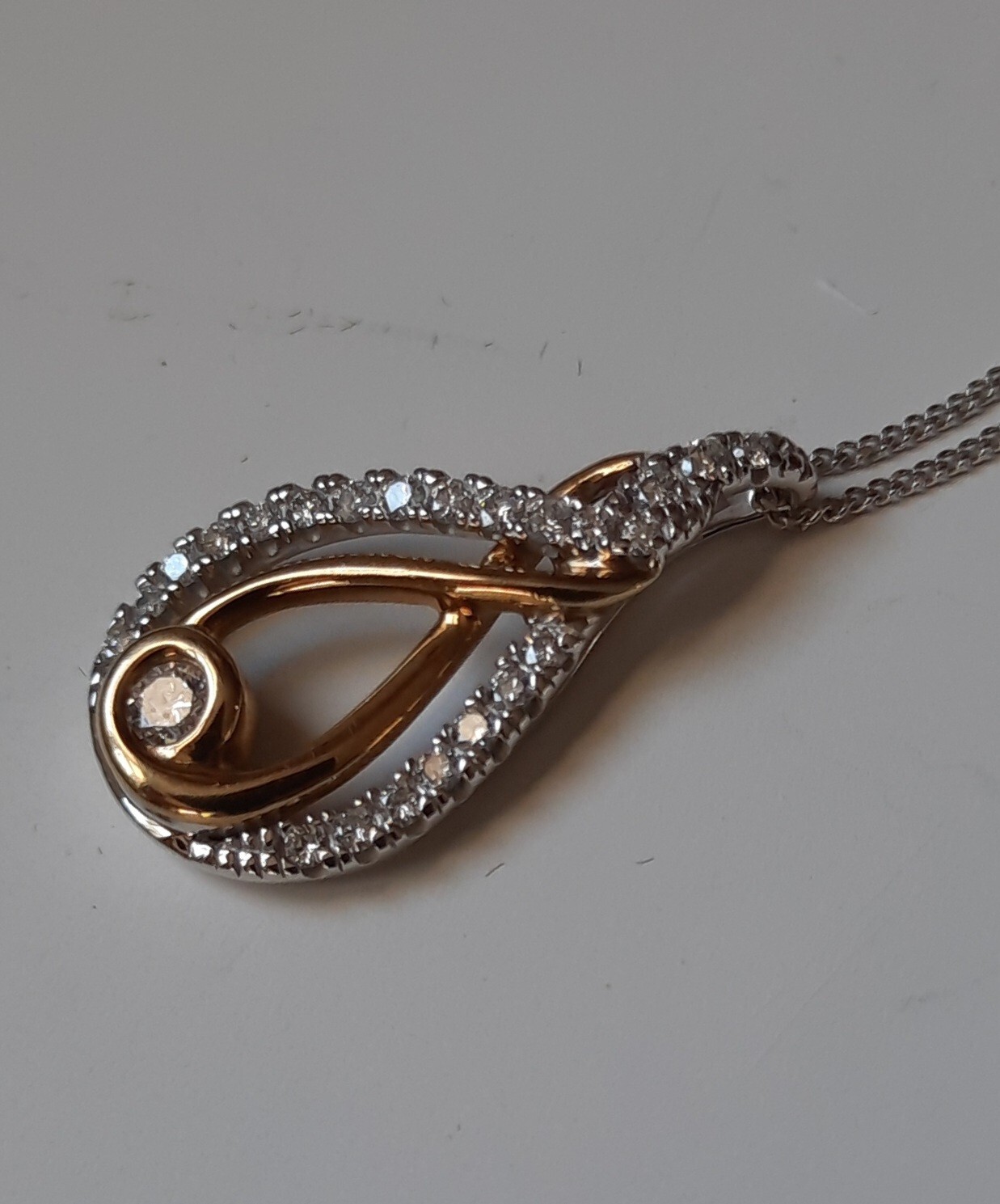 Solid 10K Gold Diamond Interwoven Infinity 19" 17… - image 2