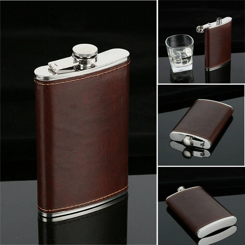 5-10oz Stainless Steel Hip Liquor Whiskey Alcohol Flask Cap Pocket Wine  Bottle