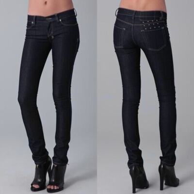 Ksubi Skinny Ankle Zip Denim Jeans Navy Blue Womens Size 29 NWT
