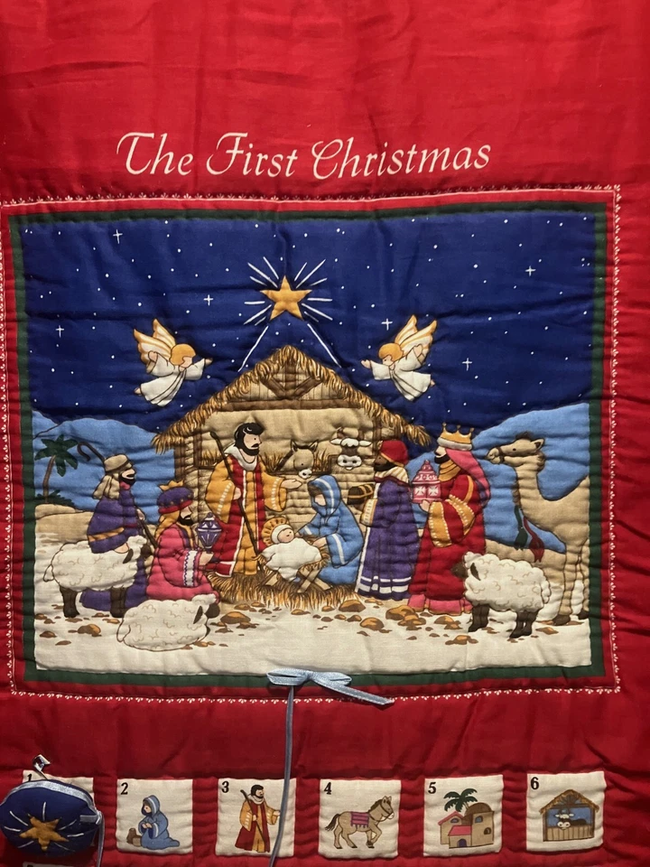 Vtg The First Christmas Follow The Star Nativity ADVENT Calendar quilted 1990 - Image 2 of 4