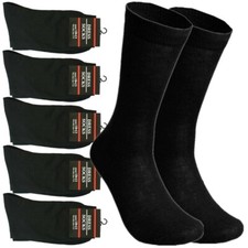 3-12 Pairs Men Cotton Mid Calf Crew Solid Plain Black Dress Socks Size 10-13