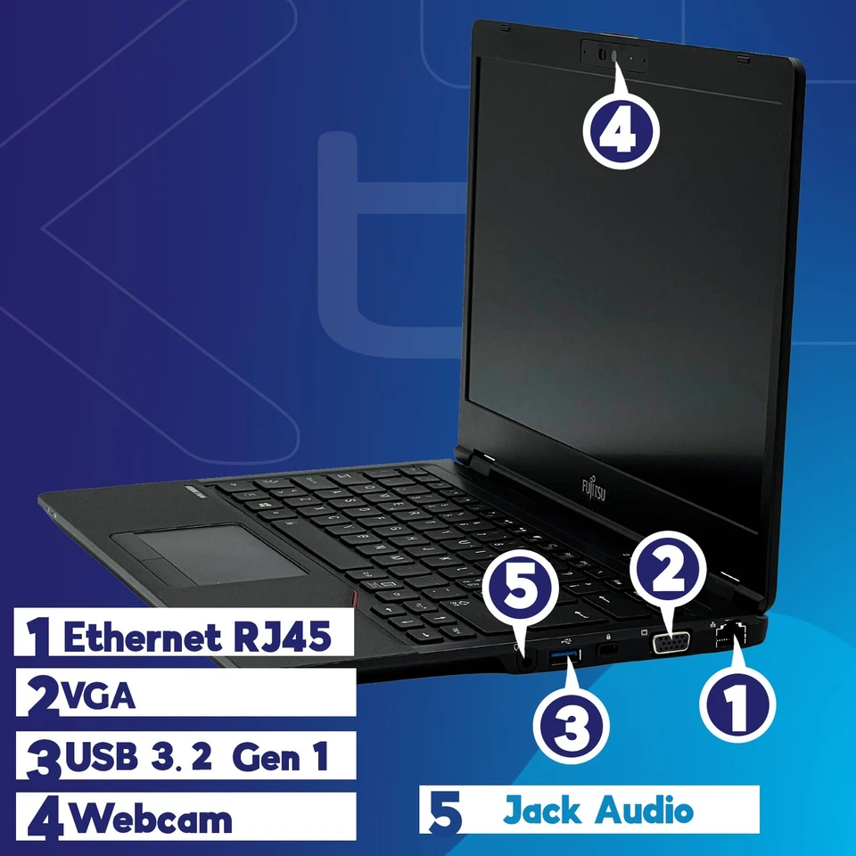 PC Portatile Notebook Laptop Fujitsu 13.3" FHD i5 11th Ram 16GB SSD 256GB Win11 - Immagine 2 di 4