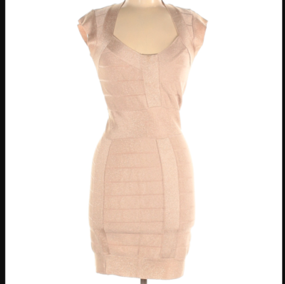 French Connection Cocktail Dress Knit Bodycon Light Gold Metallic Ribbed  Size 6 | eBay
