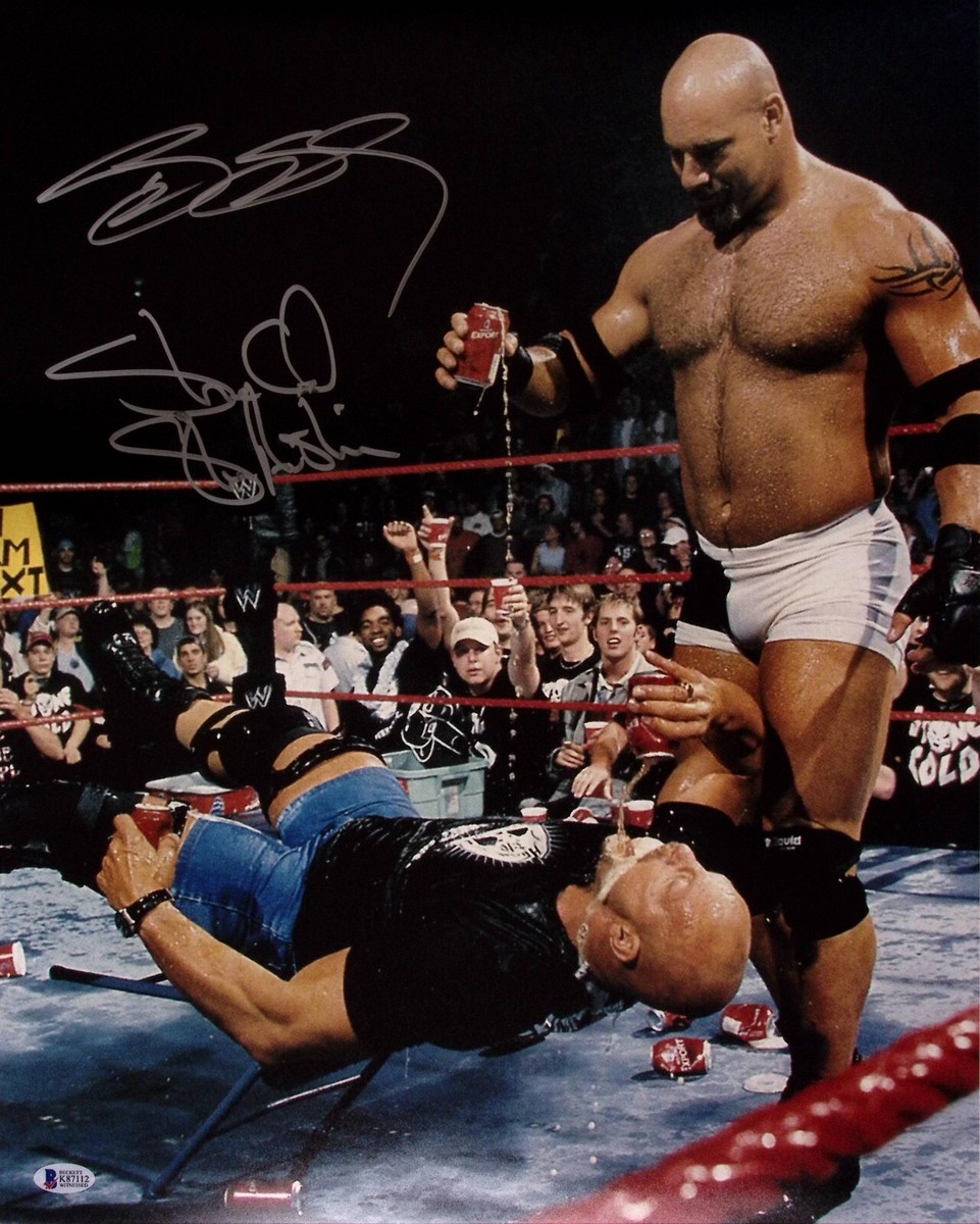 Stone Cold Steve Austin & Bill Goldberg Signed WWE 16x20 Photo BAS
