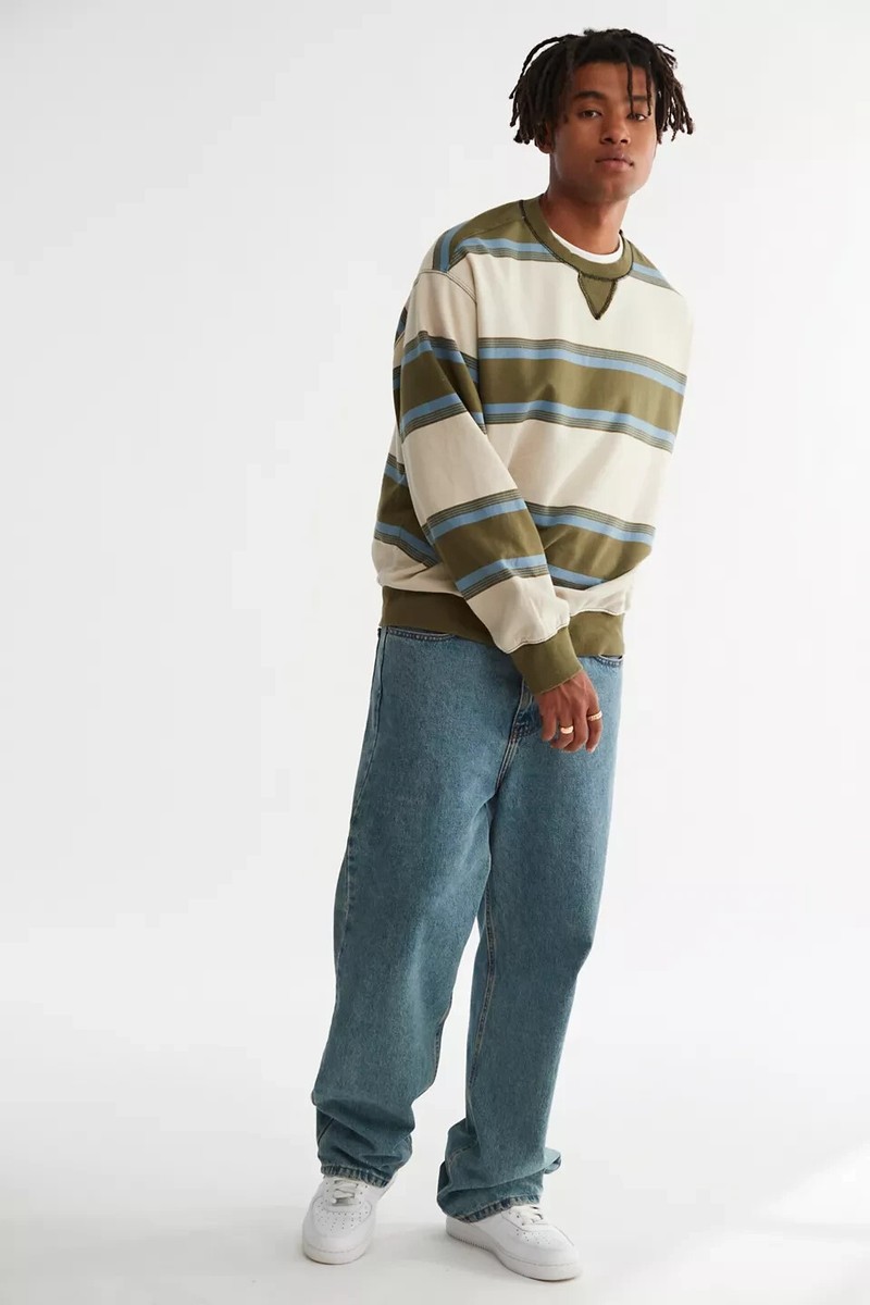 URBAN OUTFITTERS YELLOW MULTI STRIPED CREW NECK SWEATSHIRT SIZE XL NEW |  eBay