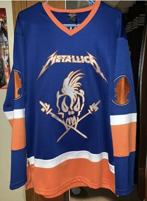 orange and blue hockey jersey