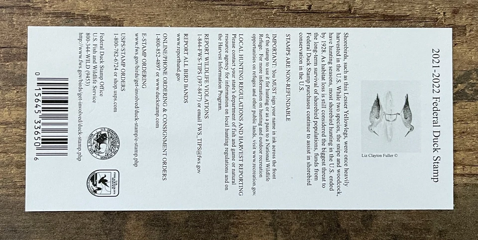 WTDstamps - #RW88A 2021 - 2022 - US Federal Duck Stamp - Post Office FRESH - Image 2 of 2