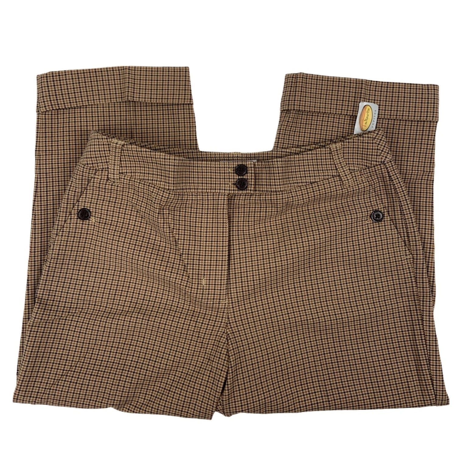Talbots Womens Pants Size 10 Capri Slash Pocket Flat Front Mid Rise Brown NEW