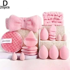20 PCS Makeup Brushes and Sponges Set with Beauty Egg and Brown Makeup Puff^*