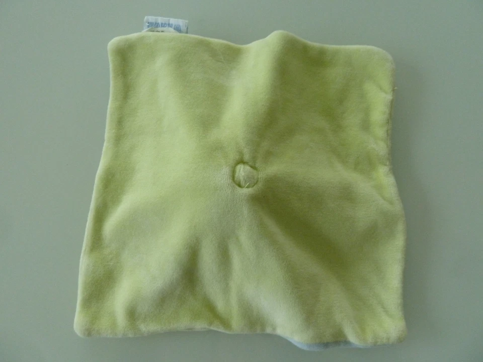 E12. DOUDOU PLAT KIABI BEBE VACHE VERT BLEU MY FIRST COW CARRE FLEUR ETAT NEUF* - Photo 2/2