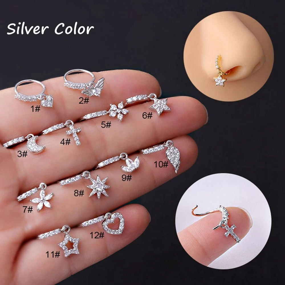 Heart And Star Fashion Clip On Tiny Diamond Nose Stud Cross Shape Fake  Jewelry From Kittyshaw2019, $0.44 | DHgate.Com