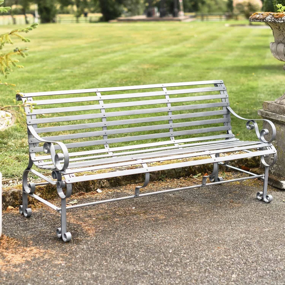 Wrought iron sale patio bench