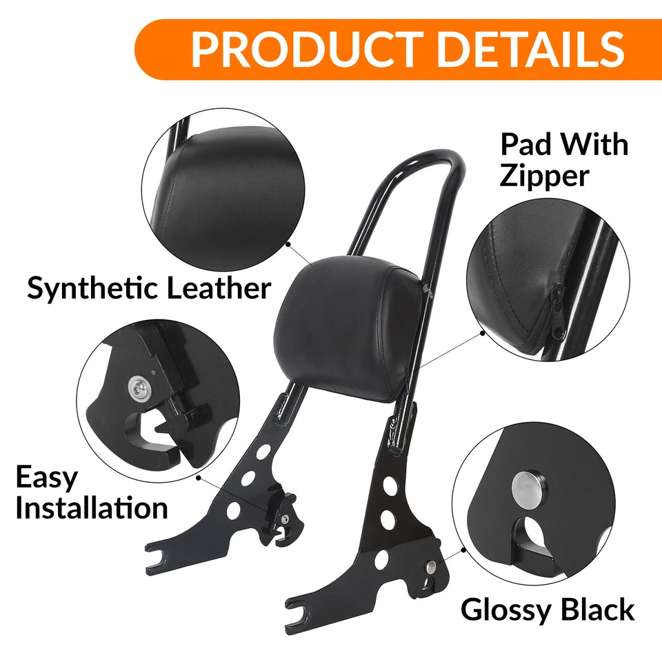 Almohadilla de respaldo desmontable para pasajero Sissy Bar para 04-22 Harley Sportster 1200 883 Foto 4 de 4