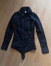 Vero Moda Blusenbody Bluse schwarz Langarm mit Kragen und String Gr. XS