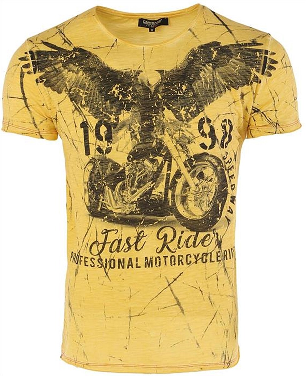 ALTRA Nuovissimo! T shirt di design di CARISMA in giallo con stampa Bike and Eagle CRM4479