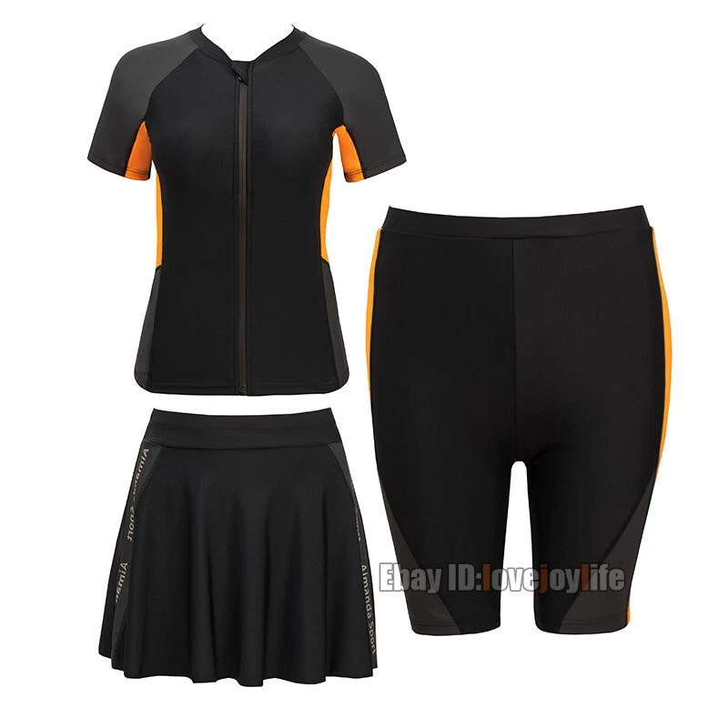 M-5XL Swimsuit Diving Suit Set Swim Shirt & Shorts Swimwear Conservative Bikini - Picture 6 of 33