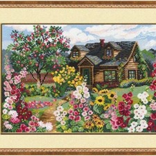 Floral Haven Cross Stitch Kit - Blossoming Garden Design  15" x 10.25" Zweigart