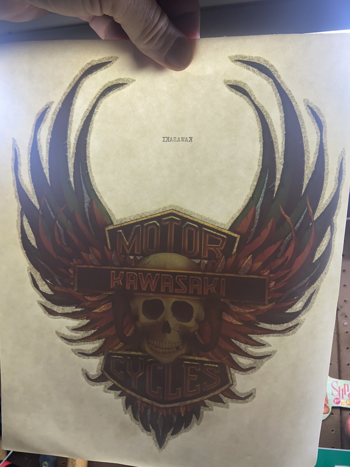 Kawasaki Motorcycles Skull Vintage Iron On Transfer R… Gem