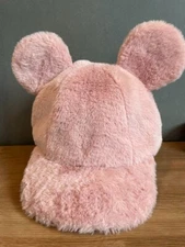 Tokyo Disney Resort Mickey fluffy Cap hat pink used Japan