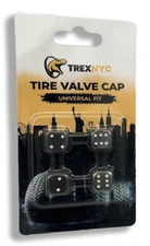 TrexNYC Tire Valve Caps, Universal Stem Covers for Cars, 4pcs, Chrome Dice