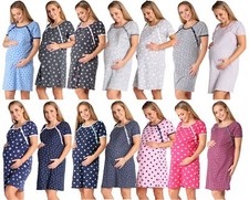Be Mammy Damen Nachtkleid Umstandsmode Umstandsnachthemd Mutterschaft  S-XXL