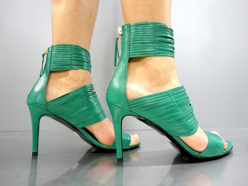 LK BENNETT BLACK RIBBON GLADIATOR SANDAL SANDALI SANDALEN LEATHER GREEN VERDE 35 - Imagen 9 de 12