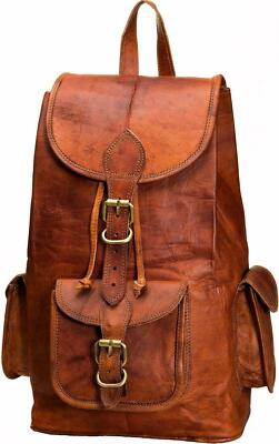 Schule Vintage Herren Damen Leder Rucksack Reise Ranzen Backpack Schultertasche