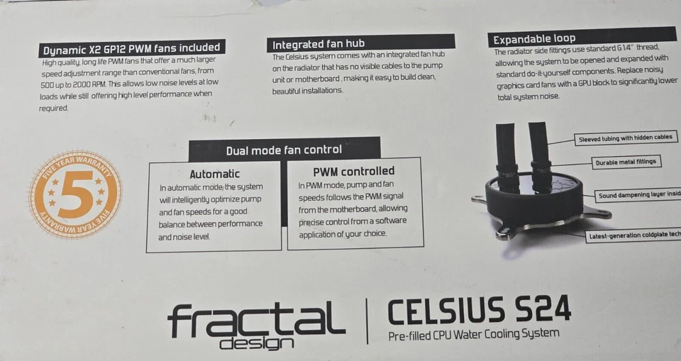 Fractal Design Celsius S24 Pre-filled CPU Water Cooling System open Box - Image 4 of 4