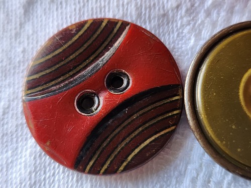 Duo boutons anciens en celluloïd collection colorés diamètre 2,7 cm D10O - Picture 2 of 4