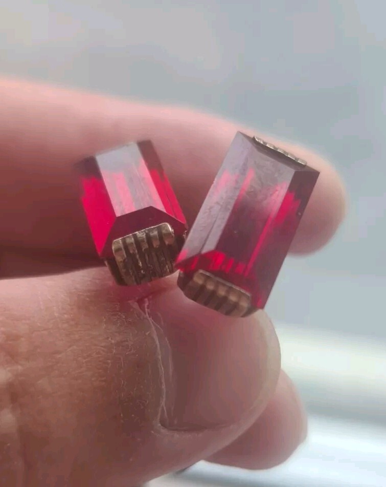 Cufflinks Silver 875 Ruby Stone Gold-Platted USSR… - image 1