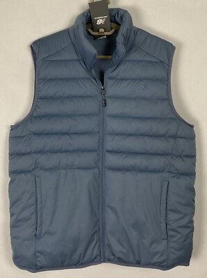 New Balance NWT Mens Tech Full Zip Puffer Vest Jacket Medium M Poly Quilted New