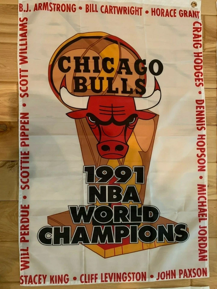Juego completo de pancartas/banderas del campeonato de la NBA Chicago Bulls de 2'x3' "The Last Dance" Foto 2 de 4
