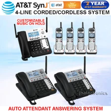 AT&T SynJ SB67138 DECT 6.0 4-LINE CORDED PHONE-4 CORDLESS+2 DESKSETS