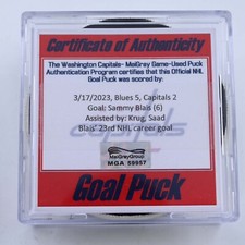 NHL Goal Scored Puck Sammy Blais St Louis Blues Mar 17, 2023 vs WAS Capitals