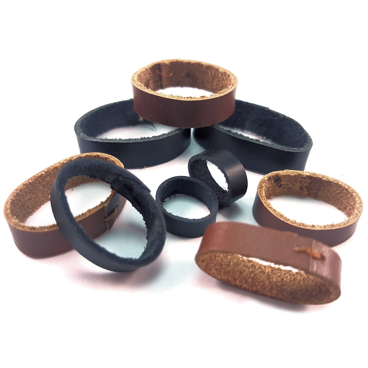 Black Brown Leather Watch Strap Band Keeper Holder Retainer Loop