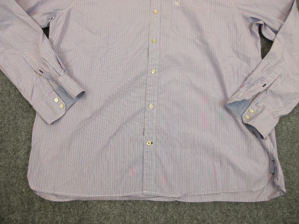 Converse Shirt Mens Adult 2XL XXL Blue Red Stripes Button Up Long Sleeve Casual - Image 3 of 4